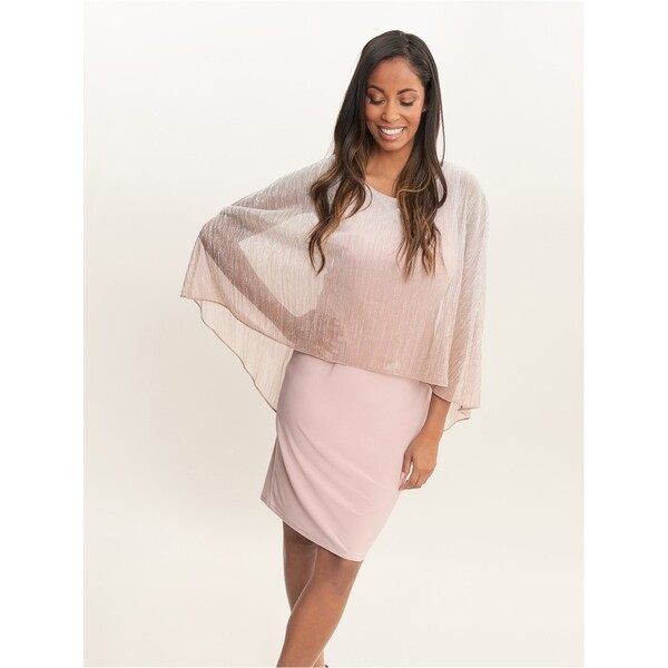 【送料無料】 ジーナバッコーニ レディース ワンピース トップス Shyla Foil Cape Chiffon Cocktail Dress ROSE PINK