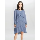 【送料無料】 ジーナバッコーニ レディース ワンピース トップス Sakura Long Sleeved Tiered Dress WEDGEWOOD