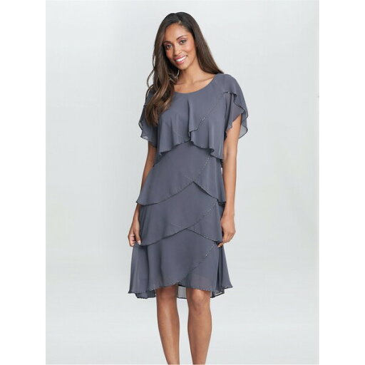 【送料無料】 ジーナバッコーニ レディース ワンピース トップス Trysta Bugle Tiered Cocktail Dress STEEL 【送料無料】 ジーナバッコーニ レディース ワンピース トップス Trysta Bugle Tiered Cocktail Dress STEEL