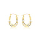 【送料無料】 ビー ユー レディース ピアス・イヤリング アクセサリー 9ct Gold 2-Colour Mini Patterned Hoops Gold