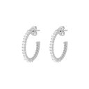 【送料無料】 ビー ユー レディース ピアス・イヤリング アクセサリー Sterling Silver CZ Half-Hoops Silver