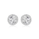 【送料無料】 ビー ユー レディース ピアス・イヤリング アクセサリー Sterling Silver CZ Halo Studs Silver