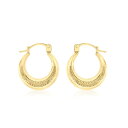 【送料無料】 ビー ユー レディース ピアス・イヤリング アクセサリー 9ct Gold Mini Ribbed Hoops Gold