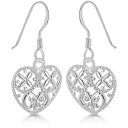 【送料無料】 ビー ユー レディース ピアス・イヤリング アクセサリー Sterling Silver Filigree Heart Drop Earrings Silver