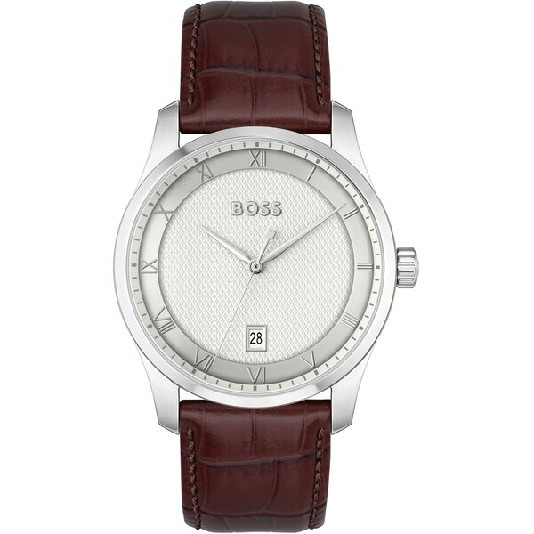 【送料無料】 ボス メンズ 腕時計 アクセサリー Gents BOSS Principle Watch Silver/Brown