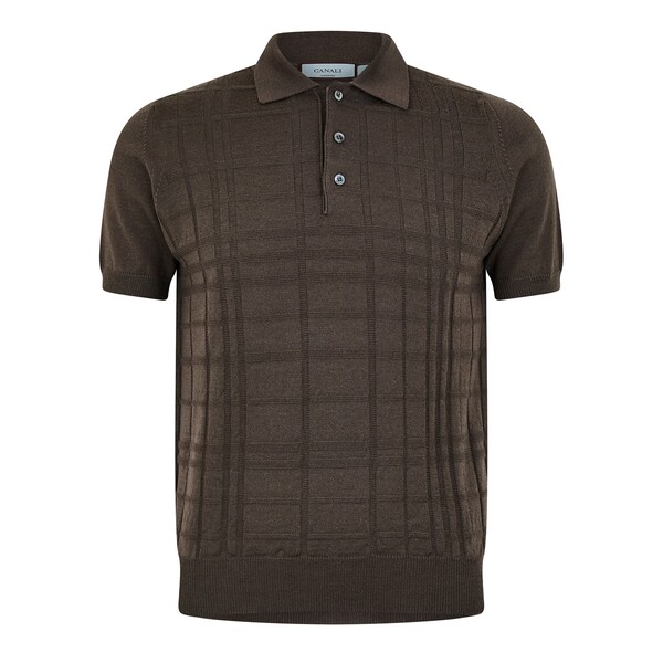 ̵ ʡ  ݥ ȥåץ Canali Texture Polo Sn44 Taupe/Greige