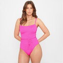 【送料無料】 ビー ユー レディース 上下セット 水着 Textured Belted Swimsuit Pink
