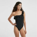 【送料無料】 ビー ユー レディース 上下セット 水着 One Shoulder Frill Swimsuit Black