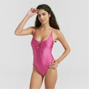 【送料無料】 ビー ユー レディース 上下セット 水着 Lattice Plunge Swimsuit Raspberry