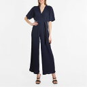 【送料無料】 ビー ユー レディース ジャンプスーツ トップス Wide Leg Plisse Jumpsuit Navy
