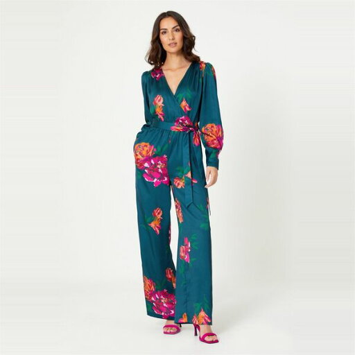 【送料無料】 ビー ユー レディース ワンピース トップス Satin Floral Wrap Jumpsuit Multi 【送料無料】 ビー ユー レディース ワンピース トップス Satin Floral Wrap Jumpsuit Multi