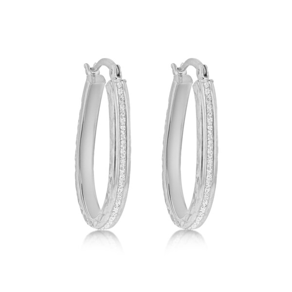 Be You Women's Accessories Earrings - Sterling Silver Stardust Oval Hoops Silver
