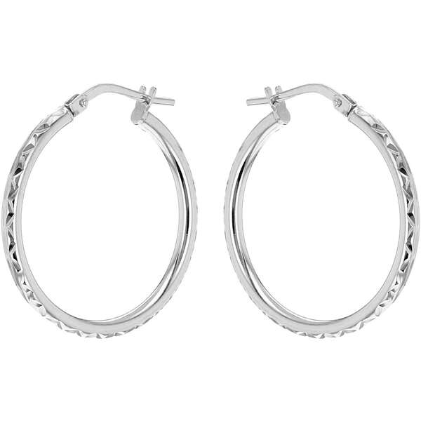 비 유 여성 액세서리 귀걸이 귀걸이 Be You Sterling Silver Diamond Cut Oval Hoops Silver 실버