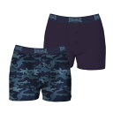 【送料無料】 ロンズデール メンズ ボクサーパンツ アンダーウェア 2 Pack Boxers Mens Camo Blue
