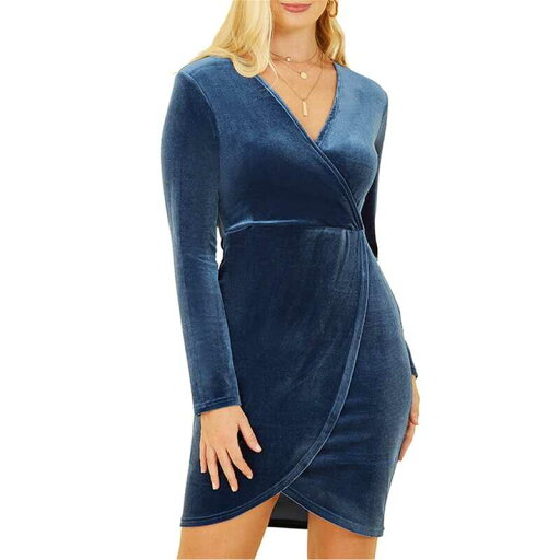 【送料無料】 メラロンドン レディース ワンピース トップス Mela London Blue Velvet Wrap Dress Blue 【送料無料】 メラロンドン レディース ワンピース トップス Mela London Blue Velvet Wrap Dress Blue