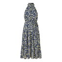 【送料無料】 メラロンドン レディース ワンピース トップス Mela London Green Halter Neck Floral Midi Dress Navy(4)