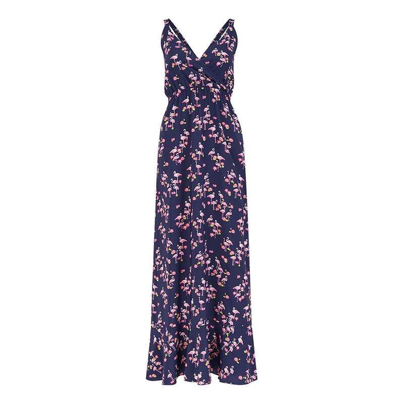 樂天商城 - ユミキム レディース トップス ワンピース マキシワンピース プリント マキシ Yumi Navy Flamingo Printed Maxi Dress Navy ネイビー