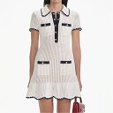 【送料無料】 セルフポートレイト レディース ワンピース トップス Crochet Collared Mini Dress Cream