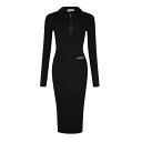 【送料無料】 ジル・サンダー レディース ワンピース トップス Hooded Rib Dress Black 001