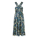 【送料無料】 ユミキム レディース ワンピース トップス Yumi Navy Tropical Print Satin Mdi Dress Navy|詳細画像