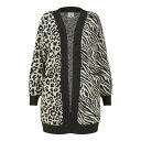 【送料無料】 ユミキム レディース ニット・セーター アウター Yumi Black Zebra And Leopard Knitted Cardigan Bl...