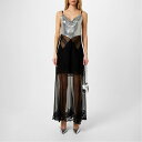 【送料無料】 ラバンヌ レディース ワンピース トップス Metallic Mesh Maxi Dress Silver