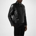 【送料無料】 ランバン メンズ ジャケット・ブルゾン アウター Zip Leather Jacket Black