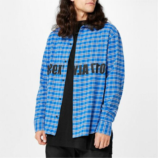 【送料無料】 アリクス メンズ シャツ トップス Alyx Logo Flannel Shirt Blue 0001 【送料無料】 アリクス メンズ シャツ トップス Alyx Logo Flannel Shirt Blue 0001