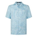 【送料無料】 ヴェルサーチ メンズ シャツ トップス Barocco Silk Shirt Pale Blue