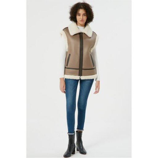 【送料無料】 ビー ユー レディース ジャケット・ブルゾン アウター Suedette Aviator Gillet Beige 【送料無料】 ビー ユー レディース ジャケット・ブルゾン アウター Suedette Aviator Gillet Beige