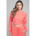 【送料無料】 シックシルク レディース パーカー・スウェット アウター Loopback Embroidered Cropped Sweatshirt Pink