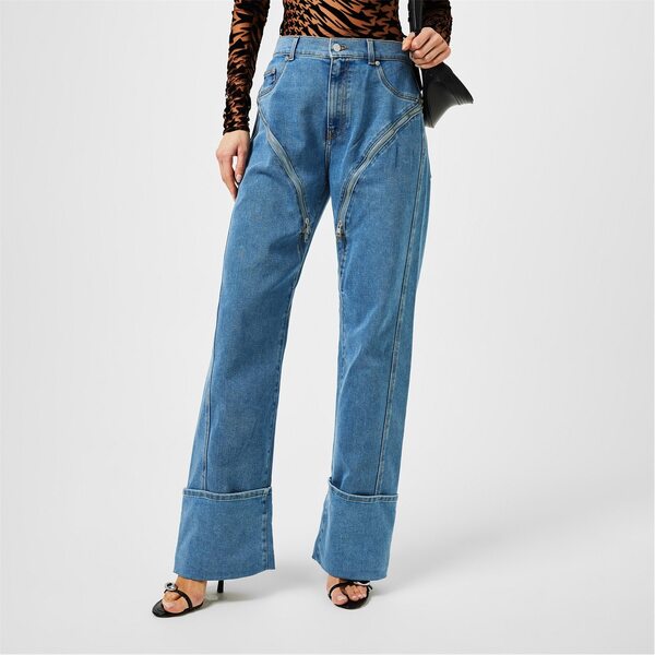 【送料無料】 マグラー レディース デニムパンツ ボトムス Denim Straight Leg Jeans Med Blue