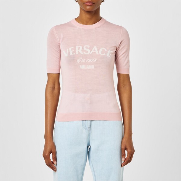 【送料無料】 ヴェルサーチ レディース シャツ トップス Versace College Knit Ld44 Dusty Rose