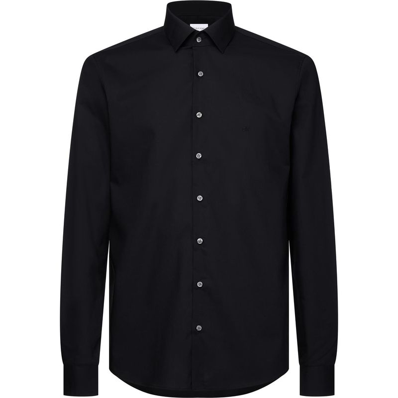 カルバン・クライン 【送料無料】 カルバンクライン メンズ シャツ トップス Poplin Slim Fit Shirt Df Black