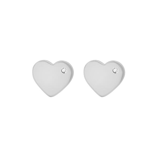 【送料無料】 ビー ユー レディース ピアス・イヤリング アクセサリー Sterling Silver CZ Polished Heart Studs Sterling Silver