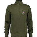 【送料無料】 ガント メンズ パーカー・スウェット アウター PRINT HALF ZIP EVENING BLUE S Juniper Green