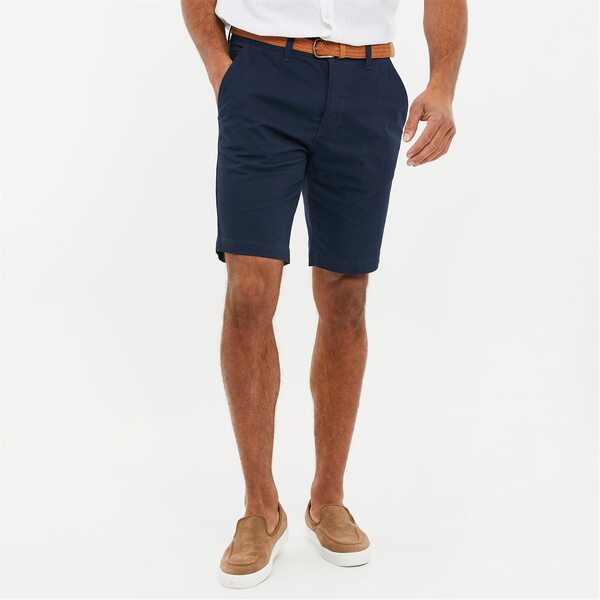 【送料無料】 スリードベア メンズ ハーフパンツ・ショーツ ボトムス Cotton Turn-Up Chino Shorts with Woven Belt Navy