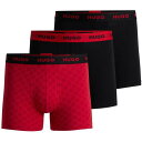【送料無料】 フューゴ メンズ ボクサーパンツ アンダーウェア Hugo Boxerbr Triplet Pack 10260754 Blk/Red/Blk 966