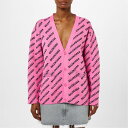 【送料無料】 バレンシアガ レディース ニット・セーター アウター Logo Jacquard Print Cardigan Pink/Black(4)