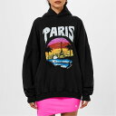 【送料無料】 バレンシアガ レディース パーカー・スウェット アウター Paris Tropical Hoodie Black/White
