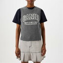 【送料無料】 ガニー レディース Tシャツ トップス Ganni Graphic Wool Ld52 Frost Gray