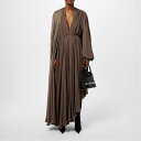 【送料無料】 バレンシアガ レディース ワンピース トップス Bal V Nck Dresss Ld34 Taupe