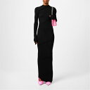 【送料無料】 バレンシアガ レディース ワンピース トップス Spiral Ribbed Maxi Dress Black 1000
