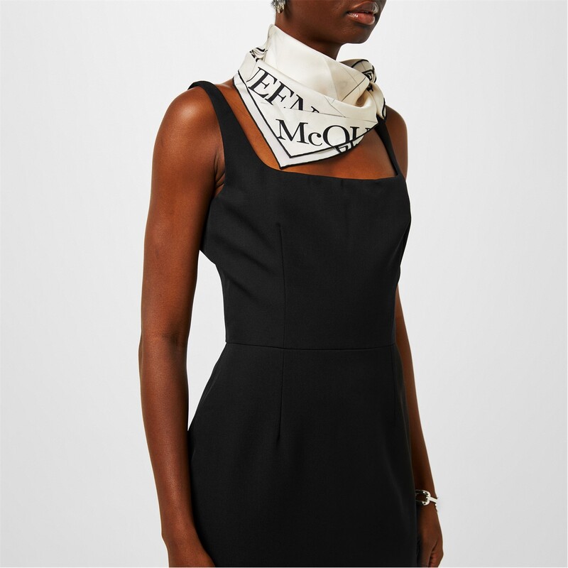【送料無料】 アレキサンダー・マックイーン レディース マフラー・ストール・スカーフ アクセサリー Origami Monogram Scarf Ivory/Black
