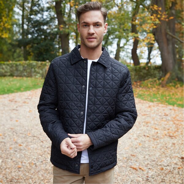 【送料無料】 スリードベア メンズ ジャケット・ブルゾン アウター Lightweight Collared Quilted Jacket Black