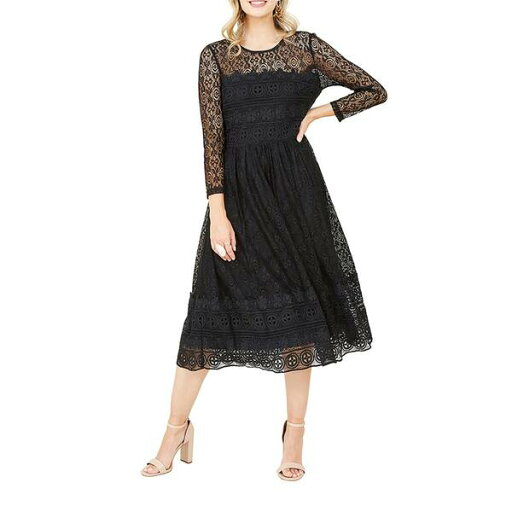 【送料無料】 ユミキム レディース ワンピース トップス Black Lace Skater Dress Black 【送料無料】 ユミキム レディース ワンピース トップス Black Lace Skater Dress Black