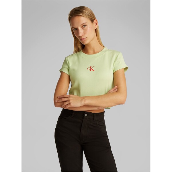 カルバンクライン レディース トップス シャツ Tシャツ Calvin Klein Jeans MONOGRAM BABY TEE Butterfly