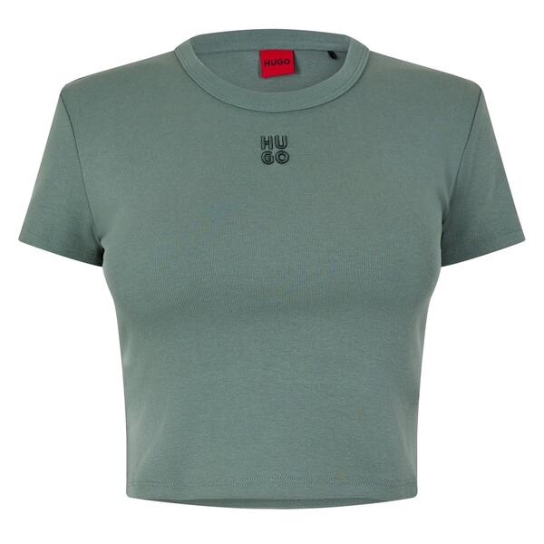 フューゴ レディース トップス Tシャツ ロゴ Hugo Logo T-shirt Open Green グリーン
