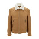 【送料無料】 ボス メンズ ジャケット・ブルゾン アウター T-Mearlin Leather Jacket Beige
