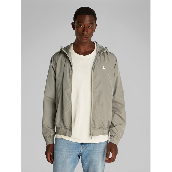 【送料無料】 カルバンクライン メンズ ジャケット・ブルゾン アウター NYLON HOODED WINDBREAKER Laurel Oak